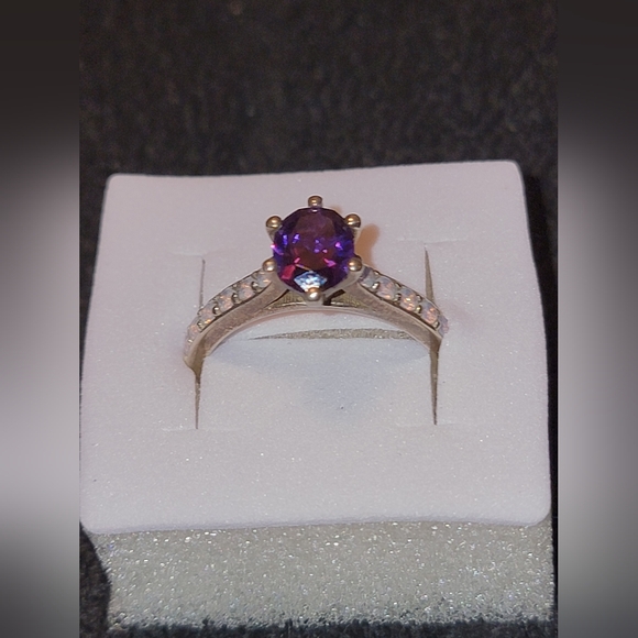 Amythest Ring With Opal Accents - Picture 2 of 4